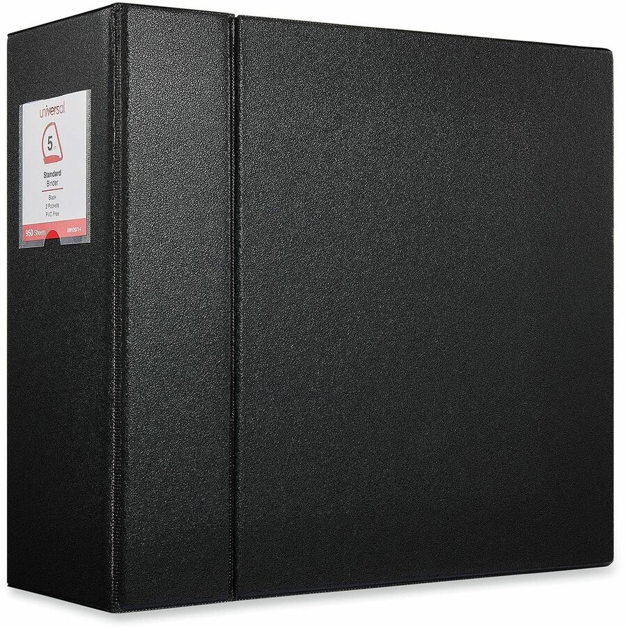 Universal Ring Binder - 5" Binder Capacity - Letter - 8 1/2" x 11" Sheet Size - 950 Sheet Capacity - 3 Ring(s) - Fastener(s): Ring - Pocket(s): 2, Inside Front & Back - Polypropylene - Black - Non-stick - 1 Each