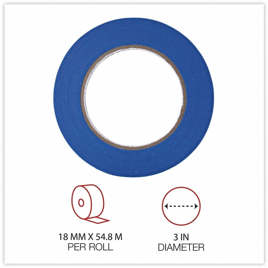 Universal Masking Tape - 59.93 yd Length x 0.71" Width x 5 mil Thickness - 3" Core - Blue - Synthetic Rubber - Crepe Paper Backing - 2 / Pack