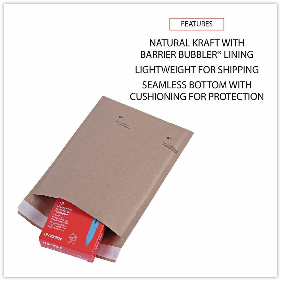 Universal Mailer - Bubble - #0 - Self Adhesive - Natural Kraft - Kraft Paper - 200 / Carton