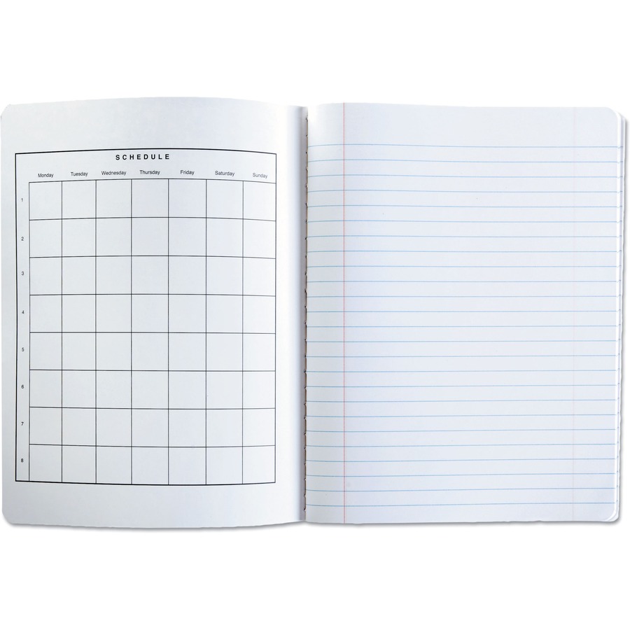 Universal Notebook - 1 Subject(s) - 100 Sheets - Sewn - Wide Ruled, Legal Ruled Front Ruling - 15 lb Basis Weight - 9.75" Height x 7.5" Width - White Paper - Black Marble Chipboard Cover - 6 / Pack