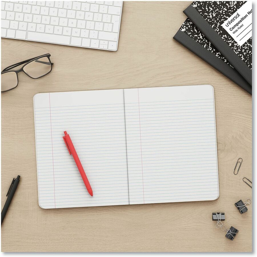 Universal Notebook - 1 Subject(s) - 100 Sheets - Sewn - Medium Ruled, College Ruled Front Ruling - 15 lb Basis Weight - 9.75" Height x 7.5" Width - White Paper - Black Marble Chipboard Cover