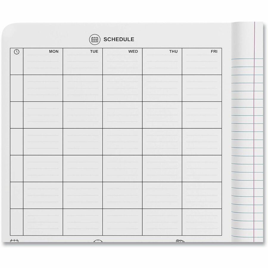 Universal Notebook - 1 Subject(s) - 100 Sheets - Sewn - Medium Ruled, College Ruled Front Ruling - 15 lb Basis Weight - 9.75" Height x 7.5" Width - White Paper - Black Marble Chipboard Cover - 6 / Pack