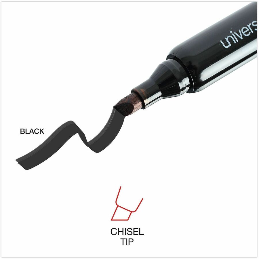 Universal Chisel Tip Permanent Marker Value Pack, Broad Chisel Tip, Black, 36/Pack - Broad Chisel Marker Point - Black Ink - General Purpose - 36 / Pack