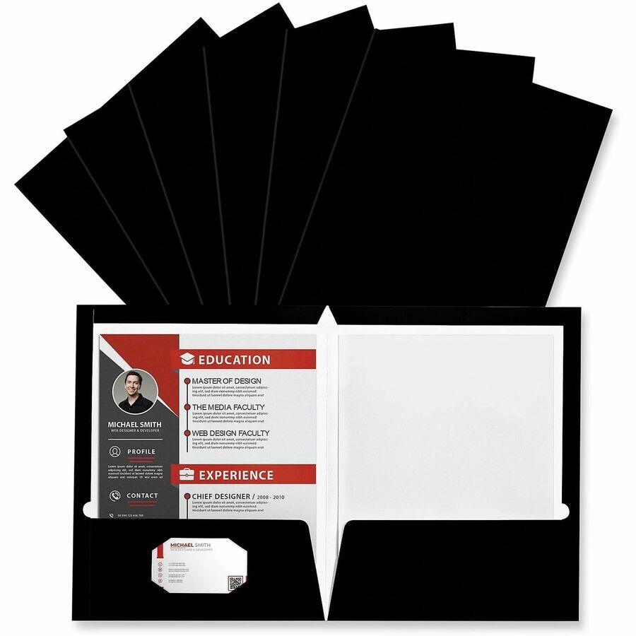Universal Pocket Folder - 11" x 8 1/2" - 100 Sheets Capacity - 2 Inside Front & Back Pocket(s) - Laminated - 25 Box