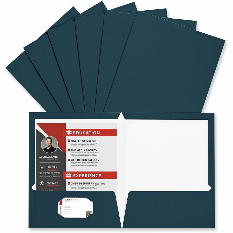 Universal Pocket Folder - 11" x 8 1/2" - 100 Sheets Capacity - 2 Inside Front & Back Pocket(s) - Laminated - 25 Box