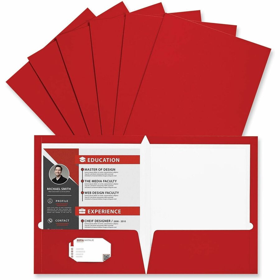 Universal Pocket Folder - 11" x 8 1/2" - 100 Sheets Capacity - 2 Inside Front & Back Pocket(s) - Laminated - 25 Box