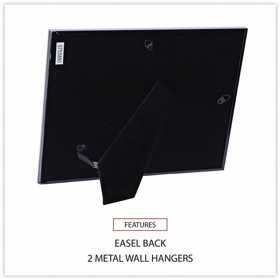 Universal Photo Frame - Holds 8.50" x 11" Insert - Rectangle - Desktop - Horizontal, Vertical - Sturdy, Easel Back - Metal, Aluminum - Black - 1 Each