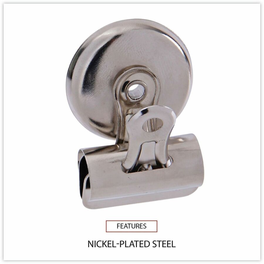 Universal Bulldog Magnetic Clips, Small, Nickel, 18/Pack - Small - 1.2" Width - 0.25" Size Capacity - Nickel - Nickel Plated Steel - 18 / Pack