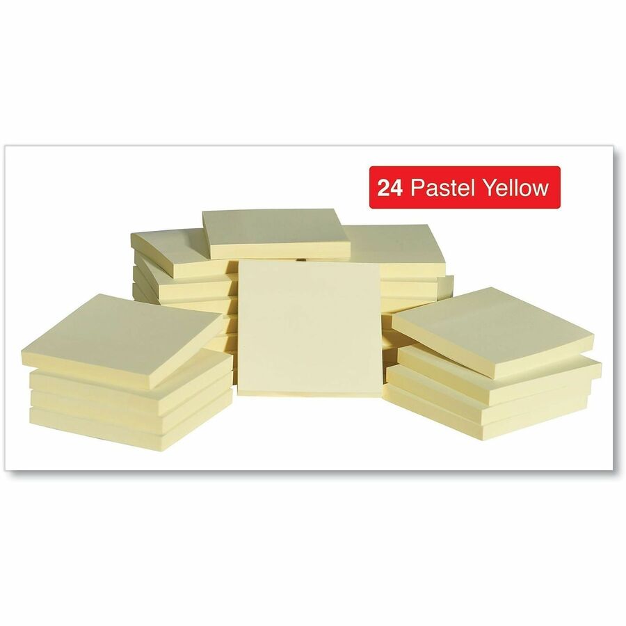 Universal Self-Stick Note Pad Cabinet Pack, 3" x 3" , Yellow, 90 Sheets/Pad, 24 Pads/Pack - 90 Sheets - Plain - 3" x 3" Sheet Size - Yellow Paper - Paper Cover - 24 / Pack