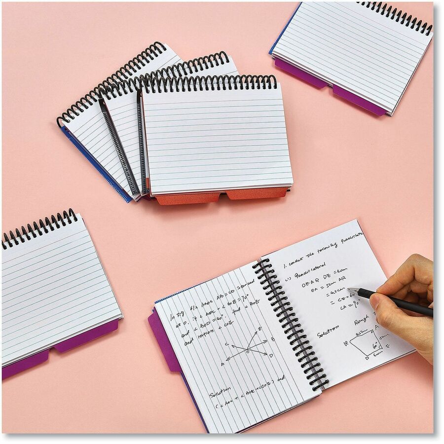 Universal Spiral Bound Index Cards, Ruled, 4 x 6, White, 120/Pack - 4" Width x 6" Length - White Poly Divider - Ruled - 120 / Pack