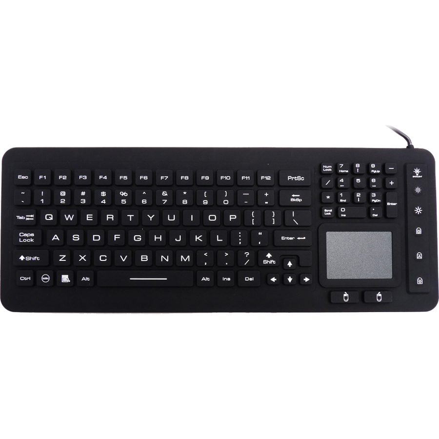 Ergoguys DSI waterproof LED keyboard with integrated touchpad, sealed keyplane — alternate view 3