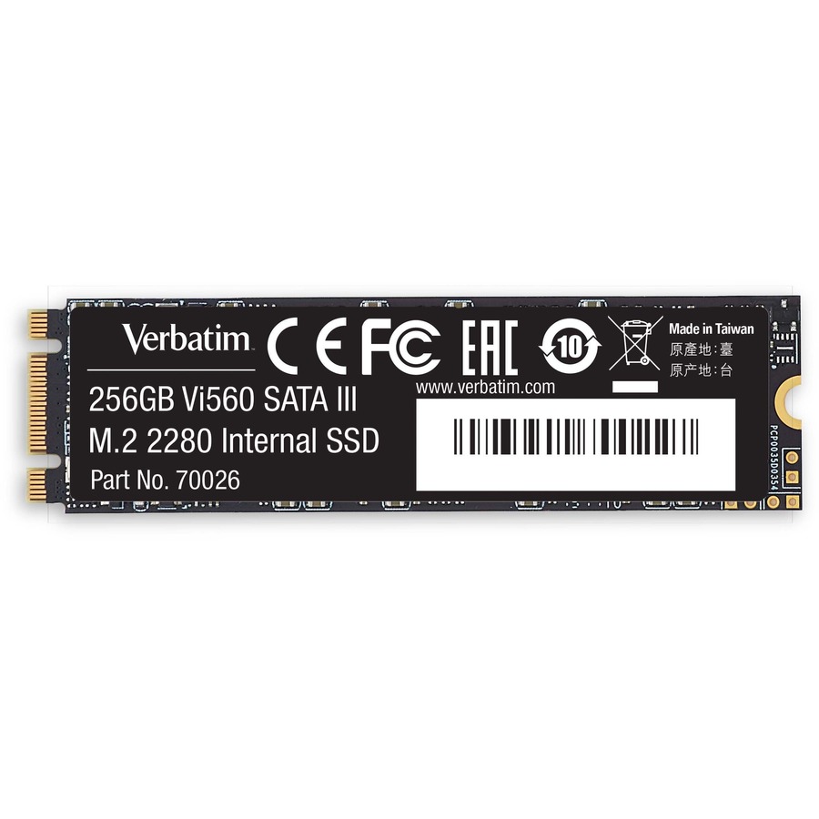 Verbatim Vi560 256 GB Solid State Drive - M.2 2280 Internal - SATA (SATA/600) - Notebook, Desktop PC Device Supported - 110 TB TBW - 560 MB/s Maximum Read Transfer Rate - 3 Year Warranty - 1 Pack = VER70026