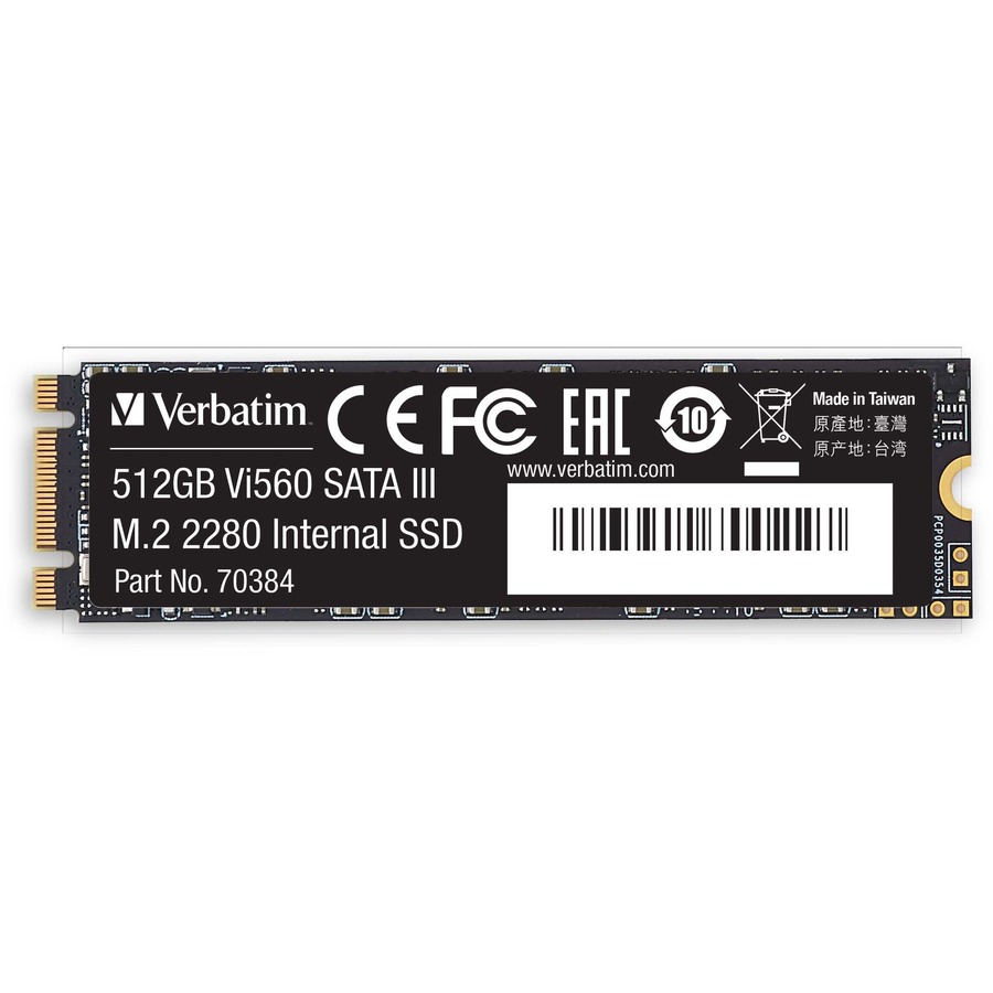 Verbatim Vi560 512 GB Solid State Drive - M.2 2280 Internal - SATA (SATA/600) - Notebook, Desktop PC Device Supported - 222 TB TBW - 560 MB/s Maximum Read Transfer Rate - 3 Year Warranty - 1 Pack = VER70384
