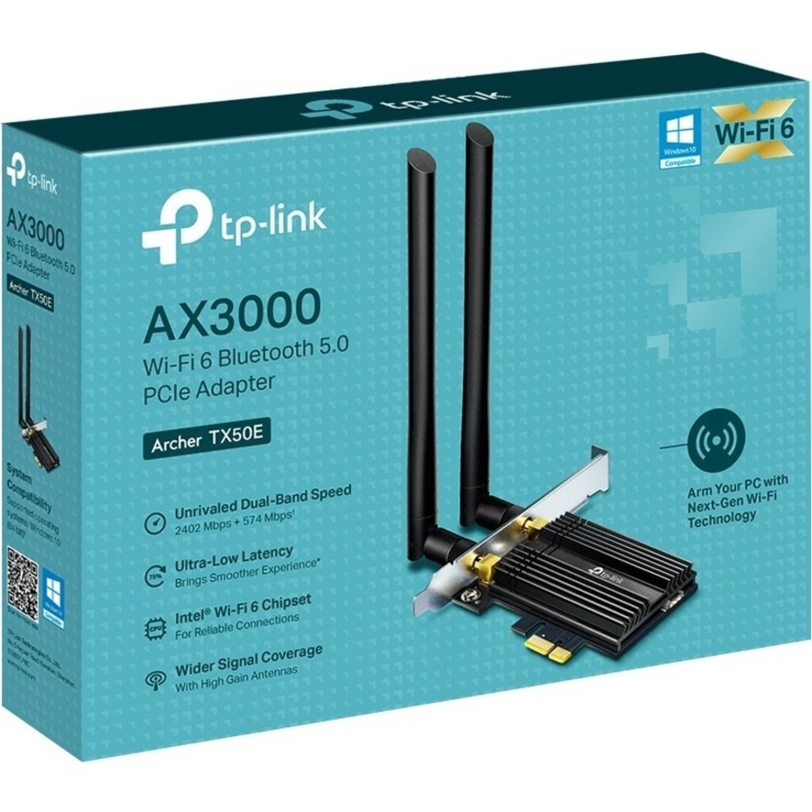 TP-Link WiFi 6 AX3000 PCIe WiFi Card for PC with Heat Sink (Archer TX50E),  Bluetooth 5.0, 802.11AX Dual Band Wireless Adapter with MU-MIMO, Ultra-Low