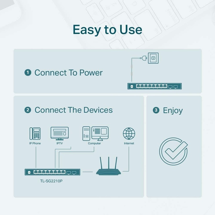 TP-Link TL-SG2210P, Jetstream 8 Port Gigabit Smart Managed PoE Switch, 8  PoE+ Ports @61W, 2 SFP Slots, Omada SDN Integrated, PoE Recovery, IPv6,  Static Routing, Limited Lifetime Protection 