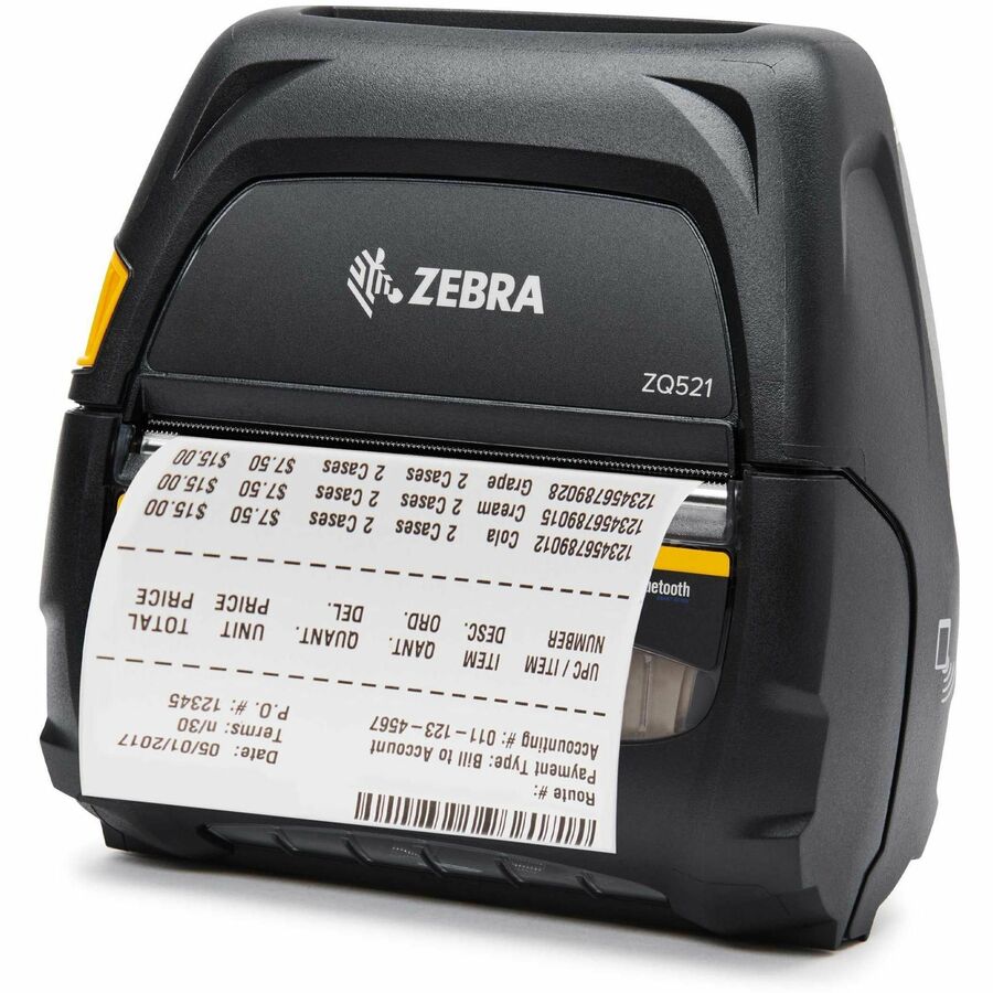 Zebra DT Printer ZQ521, media width 4.45''/113mm; English/Latin fonts, Bluetooth 4.X, stnd battery, US/Canada certs
