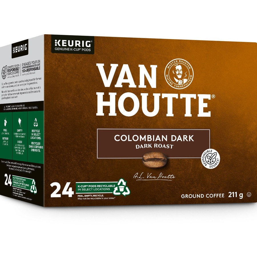 Van Houtte Dark Columbian Coffee K-Cups - 24 / Box - Single Serve Pods - KEU4009918