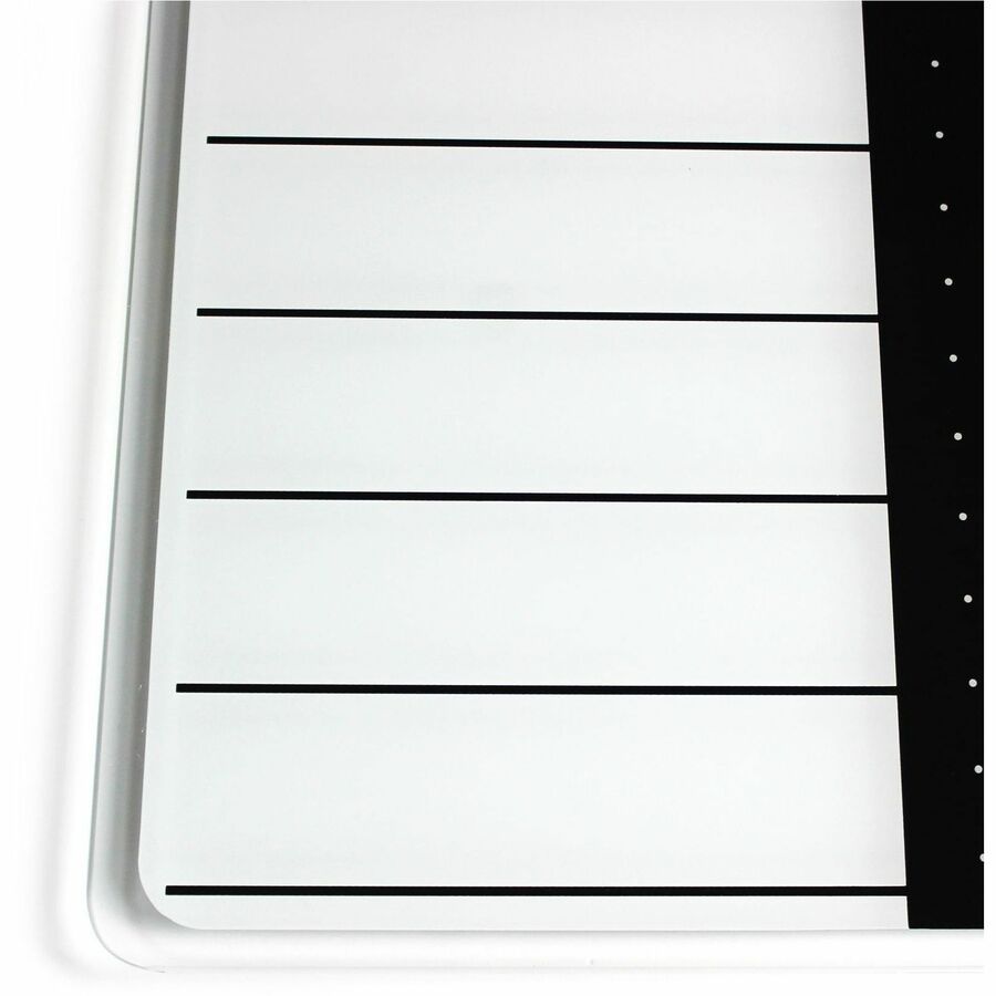 Viztex® Glacier White & Black Plan & Grid Glass Dry Erase Board - 17" x 23" - 17" (1.4 ft) Width x 23" (1.9 ft) Height - White Tempered Glass Surface - Rectangle - Magnetic - Durable, Smudge Resistant, Magnetic, Frameless, Multi-Grid, Ghost Resistant,