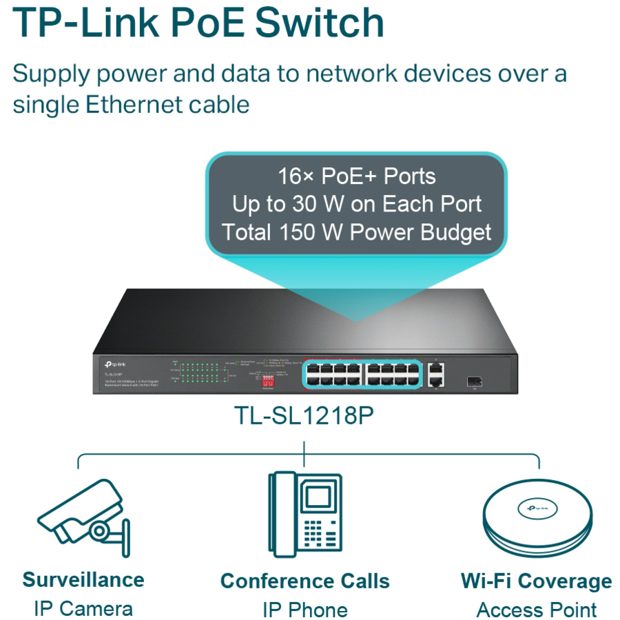 Commutateur PoE+ 16 ports 150W - TP-Link