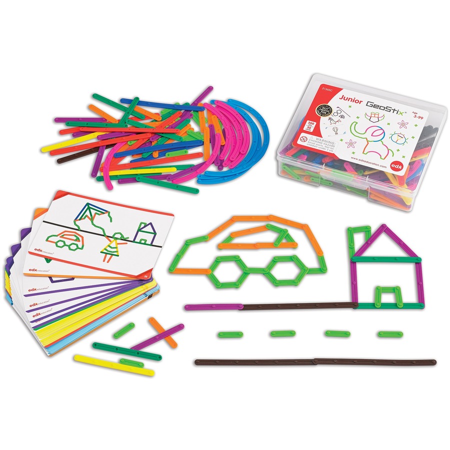 Learning Advantage Junior GeoStix - Skill Learning: Imagination, Creativity, Fine Motor, Thinking, Problem Solving, Construction - 230 Pieces - Creative Learning - LAD21365