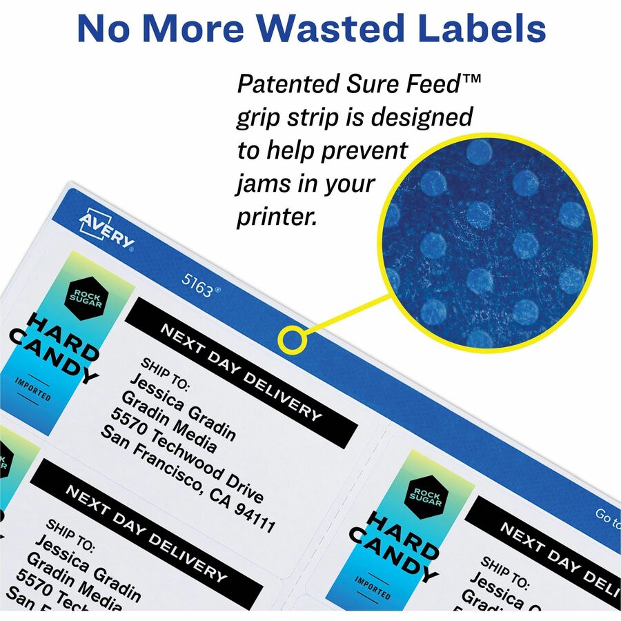 Avery® Permanent Durable ID Labels with Sure Feed(R) Technology - 2" Height x 2 5/8" Width - Permanent Adhesive - Rectangle - Laser, Inkjet - White - Film - 15 / Sheet - 8 Total Sheets - 600 Total Label(s) - 5 / Carton - Permanent Adhesive, Durable, S