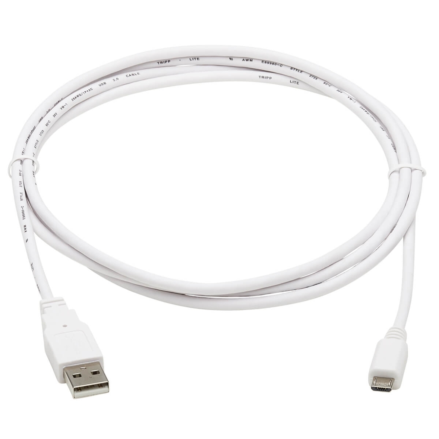 Eaton Tripp Lite Series Safe-IT USB 2.0 A to Micro-B Antibacterial Cable (M/M), White, 6 ft. (1.83 m)