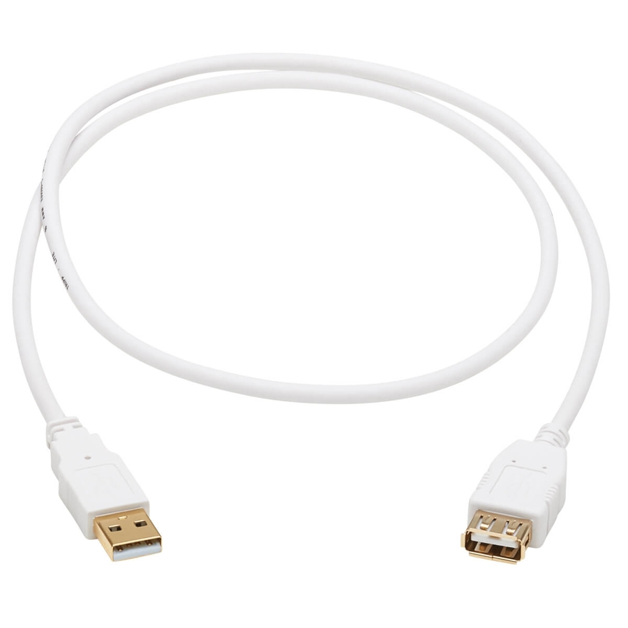 Eaton Tripp Lite Series Safe-IT USB 2.0 Antibacterial Extension Cable (A M/F), USB 2.0, White, 3 ft. (0.91 m)