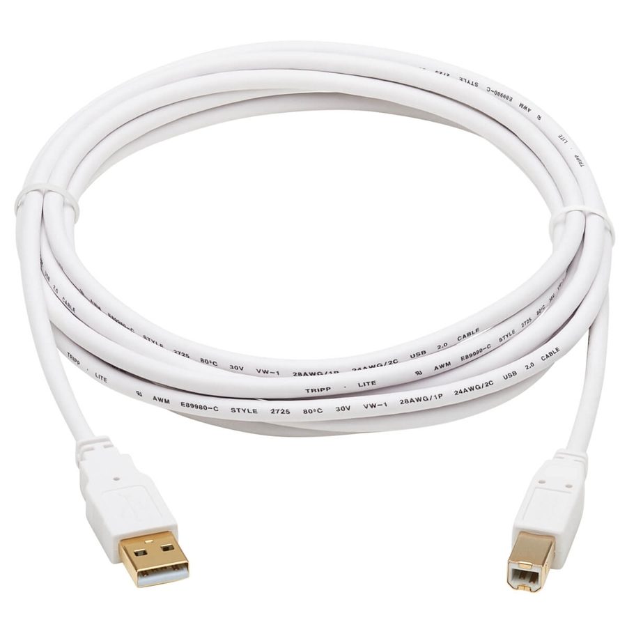 Tripp Lite by Eaton Safe-IT USB-A to USB-B Antibacterial Cable (M/M), USB 2.0, White, 10 ft.