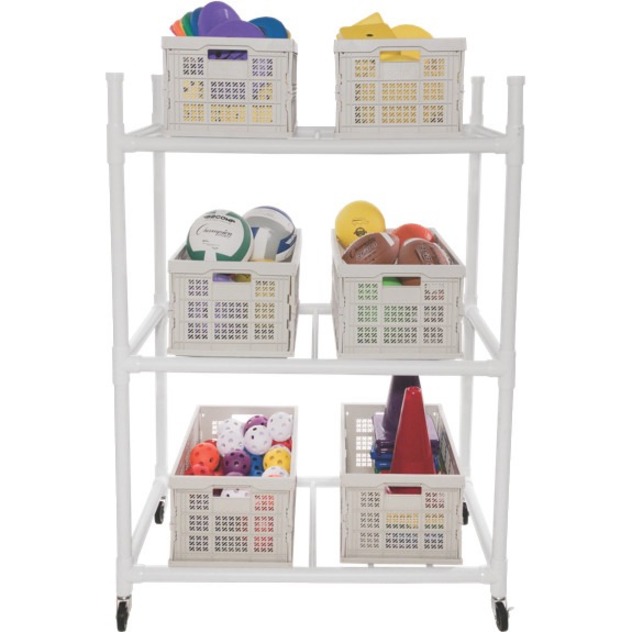 Champion Sports Carry-All Cart - 4 Casters - ABS Plastic - 44" Length x 24 ft Width x 61" Height - White - 1 Each