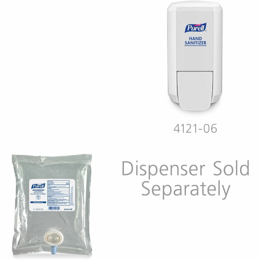 PURELL® CS2 Hand Sanitizer Dispenser (4142-06) for CS2 Hand Sanitizer Refills - Manual - 1.06 quart Capacity - Durable, Wall Mountable, Compact, Push Button - White - 1Each