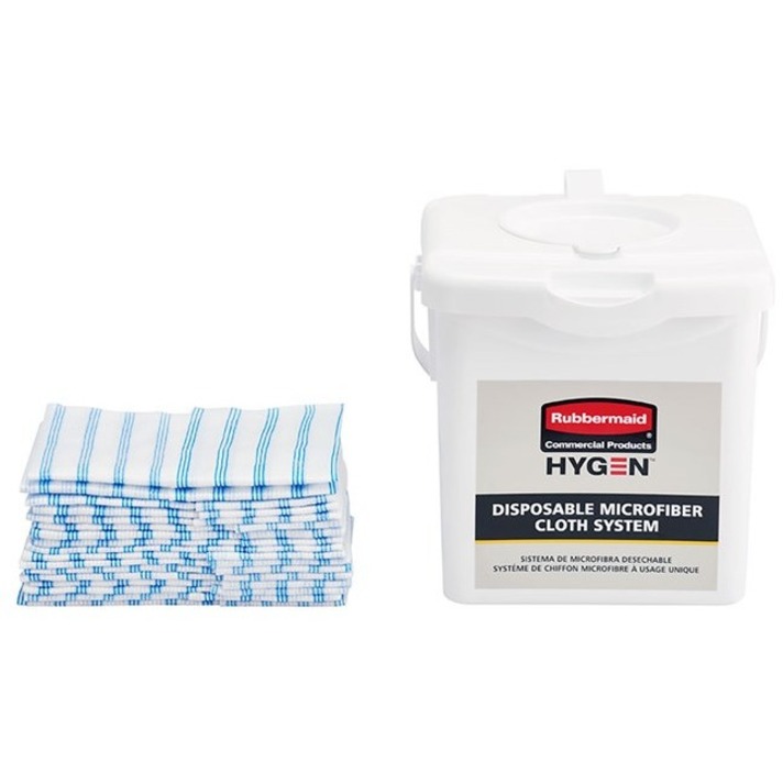 Rubbermaid Commercial HYGEN Microfiber Cloths - 12" Length x 12" Width - 60 / Carton - Disinfectant, Low Linting, Built-In Scrubber, Disposable, Contaminant-free - Blue