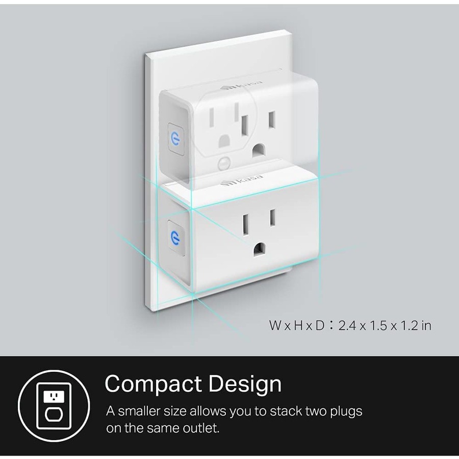 Kasa Smart Plug Ultra Mini 15A, Smart Home Wi-Fi Outlet Works with Alexa,  Google Home & IFTTT, No Hub Required, UL Certified, 2.4G WiFi Only,  1-Pack(EP10), White 