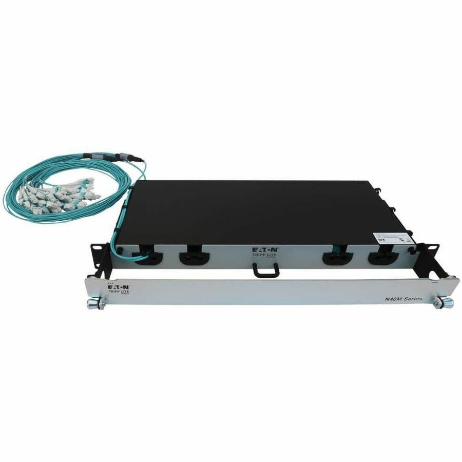 Eaton Tripp Lite Series Preloaded Fiber Panel, 1U - 2x (12x LC/LC Duplex M/M) 24F Trunk Cables, OM4 Multimode, 10 m (32.8 ft.)