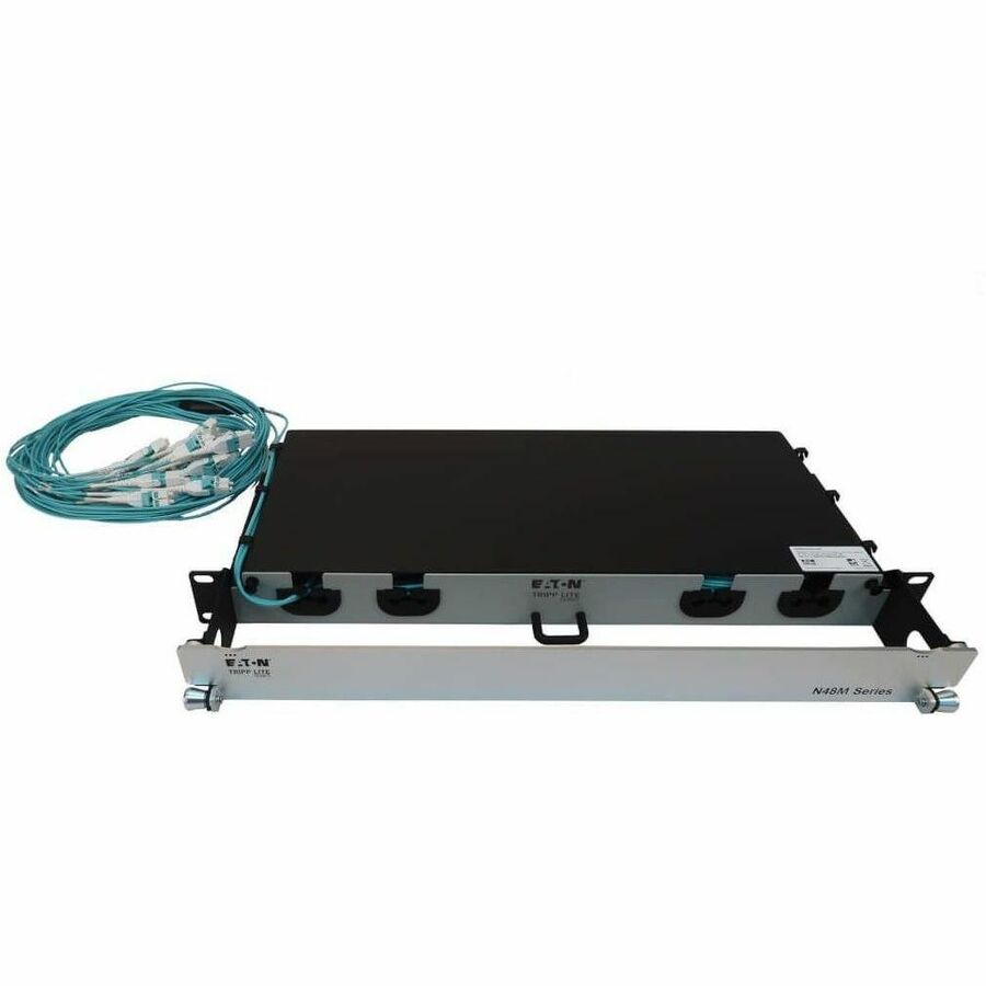 Eaton Tripp Lite Series Preloaded Fiber Panel, 1U - 2x (12x LC/LC Duplex M/M) 24F Trunk Cables, OM4 Multimode, 20 m (65.6 ft.)