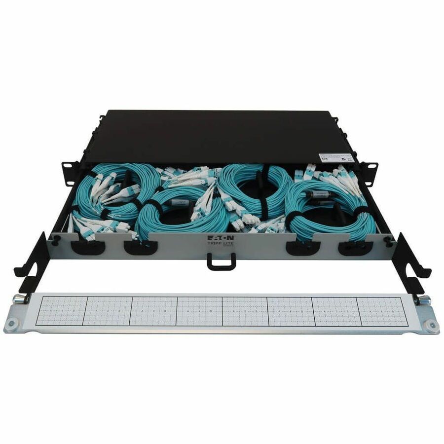 Eaton Tripp Lite Series Preloaded Fiber Panel, 1U - 4x (8x LC/LC Duplex M/M) 16F Trunk Cables, OM4 Multimode, 10 m (32.8 ft.)