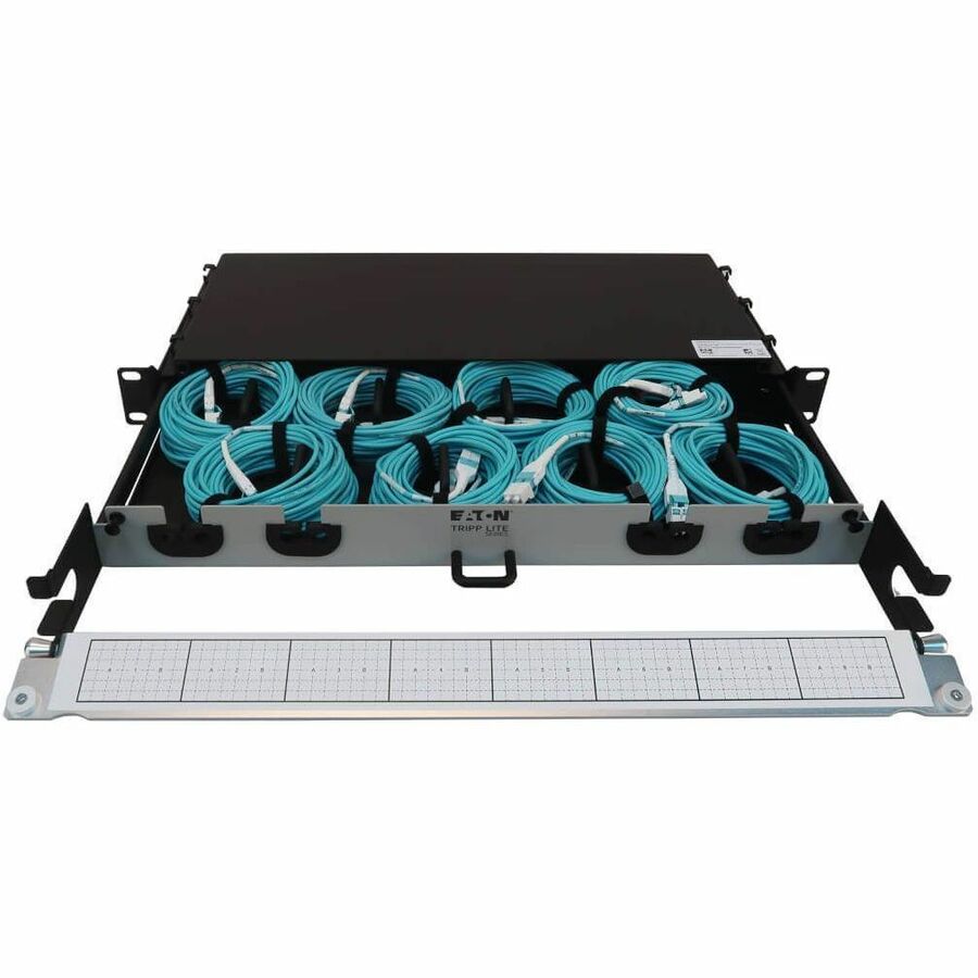 Eaton Tripp Lite Series Preloaded Fiber Panel, 1U - 8x LC/LC Duplex Cables (M/M), OM4 Multimode, 10 m (32.8 ft.)