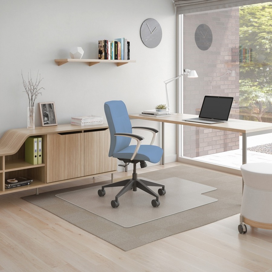 Deflecto SuperMat+ Chairmat - Medium Pile Carpet, Home Office, Commercial - 53" Length x 45" Width x 0.500" Thickness - Rectangular - Polyvinyl Chloride (PVC) - Clear - 1 / Carton