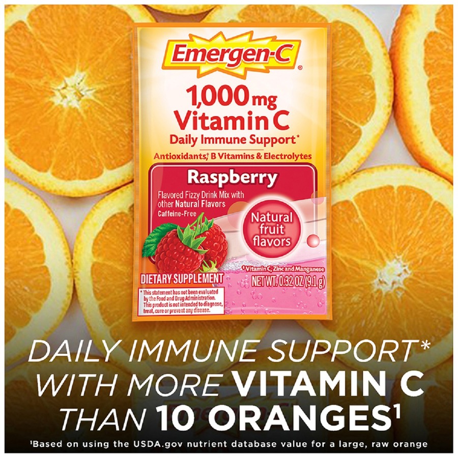 Emergen-C Raspberry Vitamin C Drink Mix - For Immune Support - Fruit, Raspberry - 1 Each - 30.0 Per Box