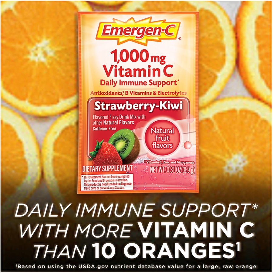 Emergen-C Strawberry-Kiwi Vitamin C Drink Mix - For Immune Support - Strawberry Kiwi - 1 Each - 30 Per Box