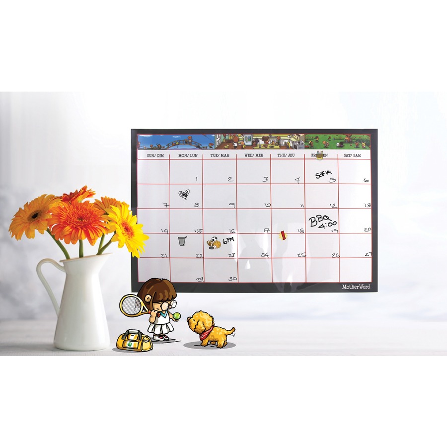 MotherWord® Dry-Erase Calendar - 12 Month - January 2023 till December 2023 - Desk Pad - 11" Width - Dry Erase Surface, Bilingual - 1 Each - Appointment Books & Planners - AAGMW6354F708
