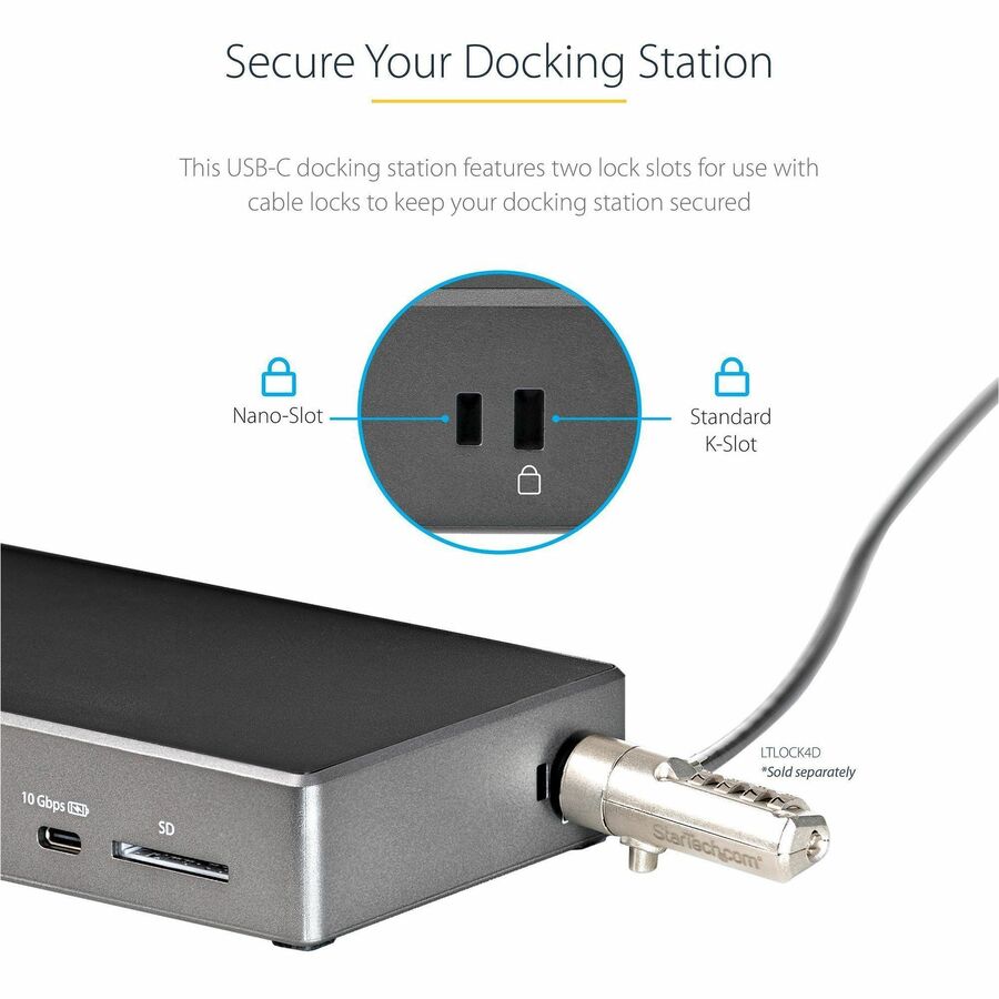 StarTech USB C Dock, Triple 4K Monitor USB-C Docking Station with DP 1.4 & DSC, 2x DisplayPort & 1x HDMI, 100W PD, 6x USB (2x 10Gbps)