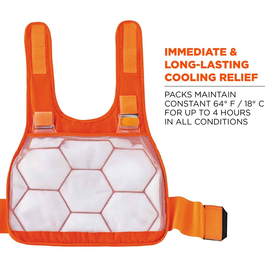 Chill-Its 6215 Safety Vest - Recommended for: Indoor, Outdoor, Pulp & Paper, Motorcycle, Biking - Large/Extra Large Size - 52" Chest - Hook & Loop Closure - Cotton, Fabric, Modacrylic - Orange - Adjustable, Comfortable, Long Lasting, Flexible, Flame Resis