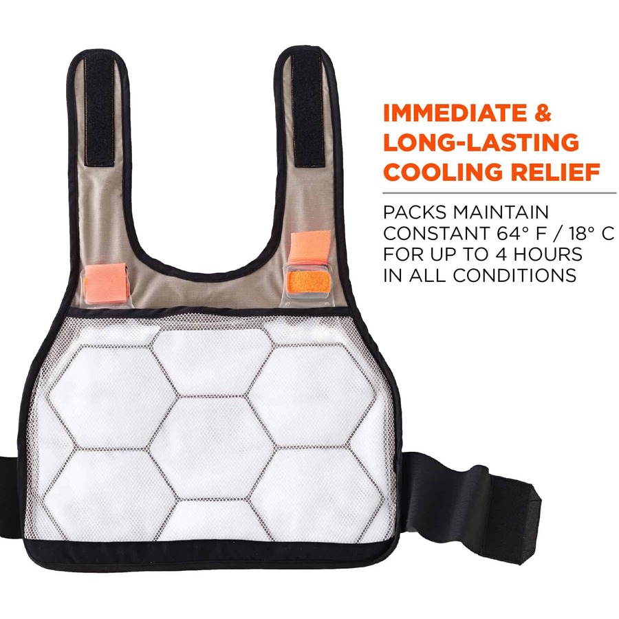 Chill-Its 6215 Safety Vest - Recommended for: Indoor, Outdoor, Pulp & Paper, Motorcycle, Biking - Small/Medium Size - 40" Chest - Hook & Loop Closure - Cotton, Fabric, Modacrylic - Khaki - Adjustable, Comfortable, Long Lasting, Flexible, Flame Resistant, 