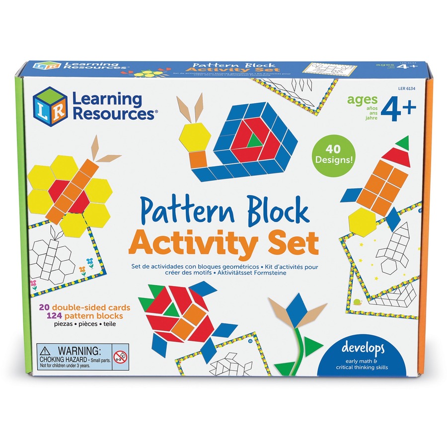 Learning Resources Pattern Block Activity Set - Skill Learning: Color Pattern, Art, Shape, Color Identification, Critical Thinking, Geometry, Creativity, STEM, Discovery, Mathematics, Direction, ... - 144 Pieces - 4-8 Year - Geometry - LRN6134