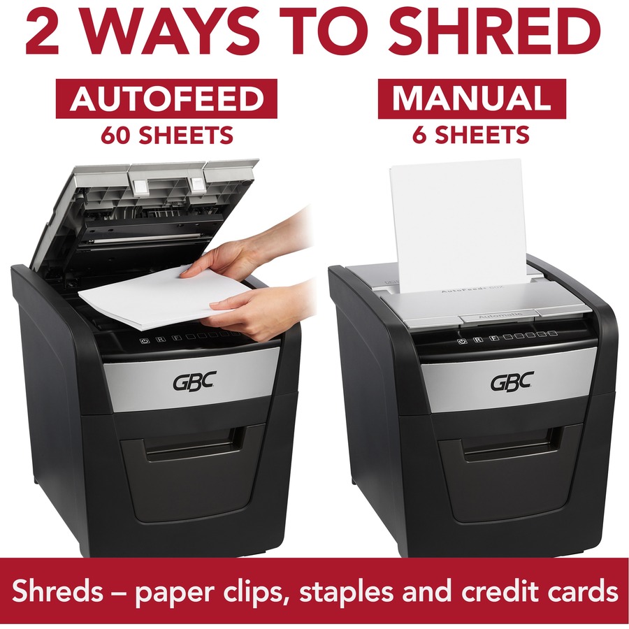 GBC AutoFeed+ Home Shredder 60X Super Cross-Cut - Black - Cross-Cut/Confetti-Cut Shredders - GBCWSM1757601