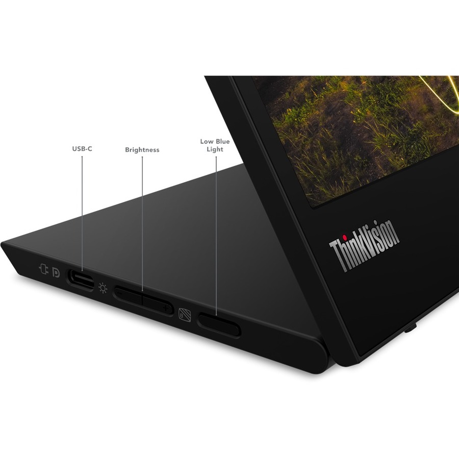 Lenovo ThinkVision M15 16" Class Full HD LED Monitor - 16:9 - Raven Black