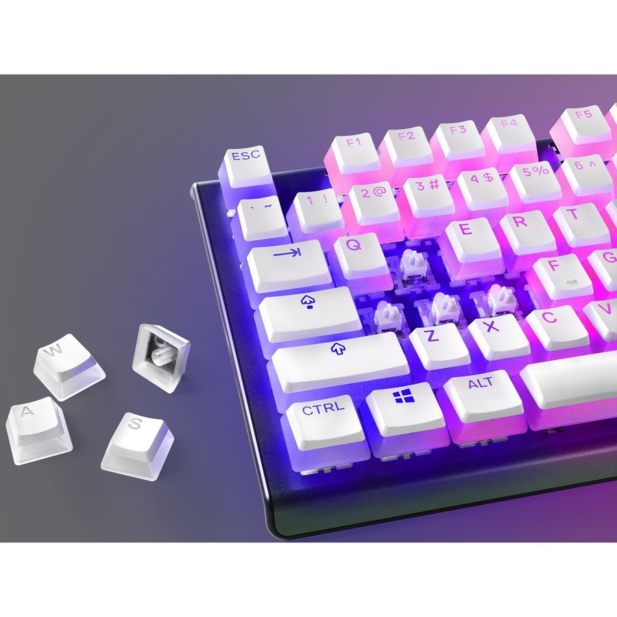 SteelSeries PrismCaps Universal Double Shot PBT Keycaps - Keyboard - White