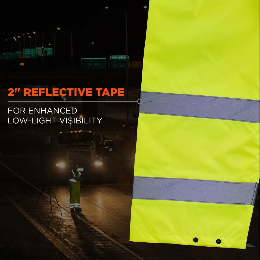 GloWear 8916 Lightweight Hi-Vis Rain Pants - Class E - For Rain Protection - Medium (M) Size - Lime - Polyurethane, 150D Oxford Polyester