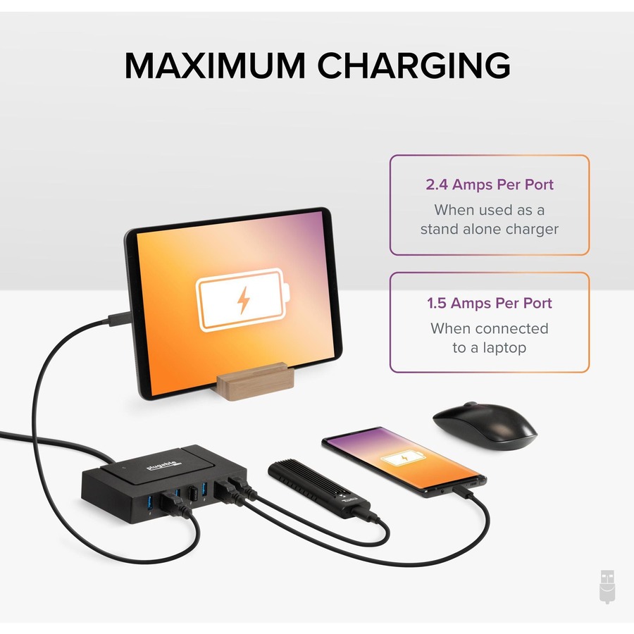 7 Port USB Charging Hub for Laptops with USB-C or USB 3.0
