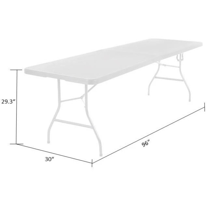 Cosco Fold-in-Half Blow Molded Table - Rectangle Top - Four Leg Base - 4 Legs - 300 lb Capacity x 30" Table Top Width x 96" Table Top Depth - 29.25" Height - White - 1 Each